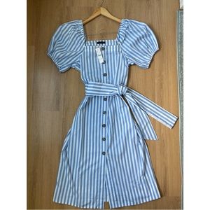 J Crew Cottage Striped Dress with Blue Stripes NWT Size XS